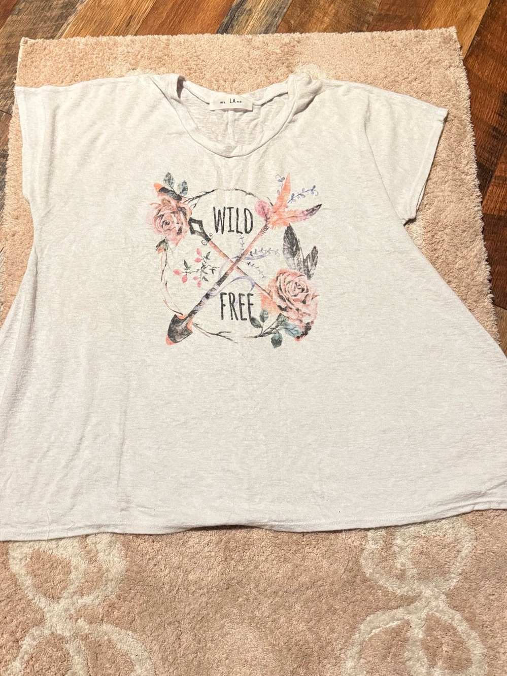 La Vie En Rose White  'Wild Free' Floral Graphic Tee